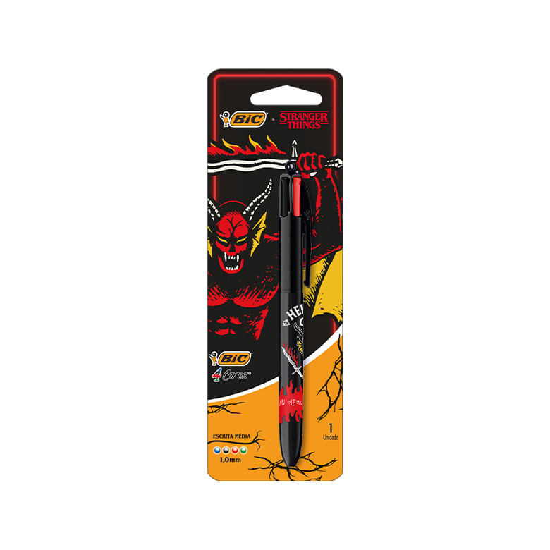 Encontraproduto.com.br - Caneta Bic Retrátil Stranger Fight Squawk 4Cores un