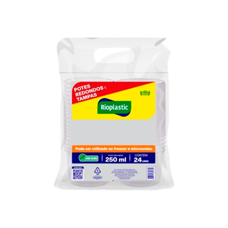 Pote Rioplastic 250ml com Tampa 24un