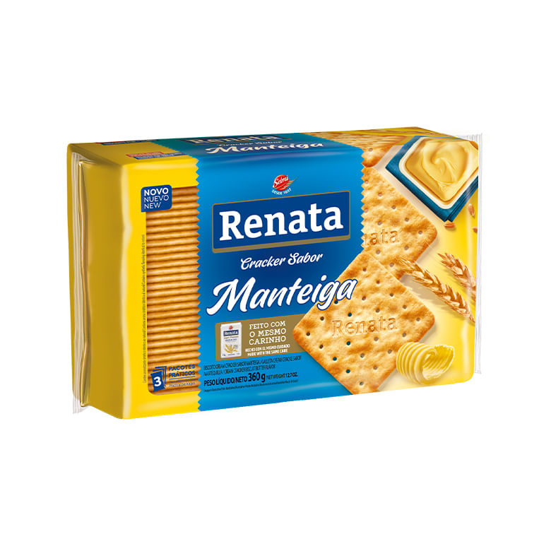 Biscoito Renata Cream Cracker Sabor Manteiga 360g