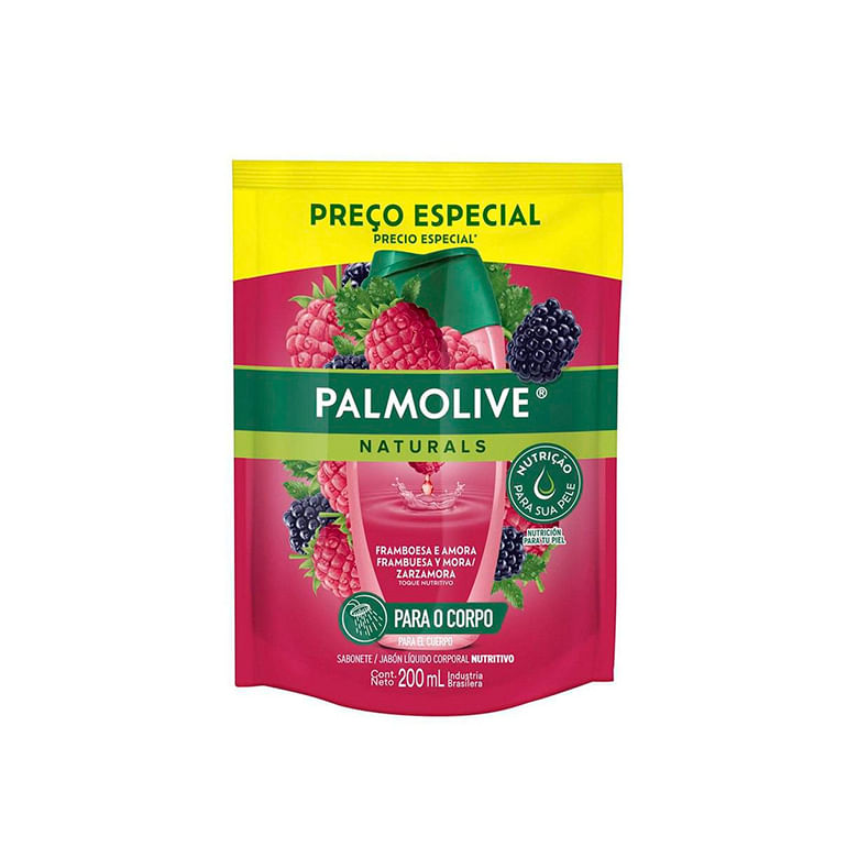 Sabonete Líquido Nutritivo Framboesa e Amora Palmolive Naturals Sachê 200ml Refil