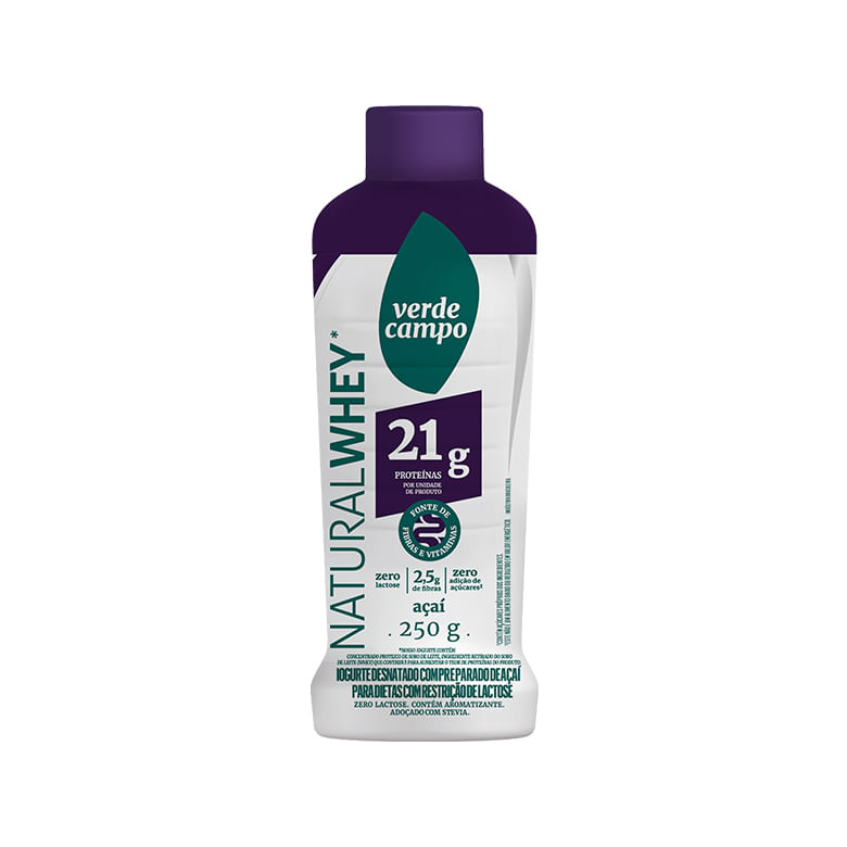 IOGURTE VERDE CAMPO NATURAL WHEY 250G-FR 21G DE PROTEINA ZERO LACTOSE - SABOR ACAI