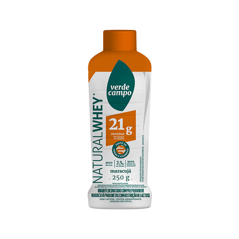 IOGURTE VERDE CAMPO NATURAL WHEY 250G-FR 21G DE PROTEINA ZERO LACTOSE - SABOR MARACUJA