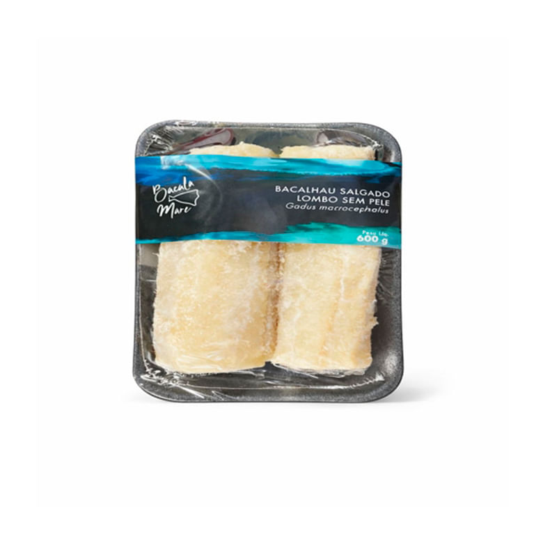 Bacalhau Bacala Mare Salgado Lombo sem Pele 600g