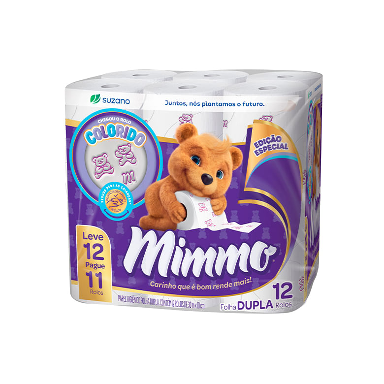 Papel Higiênico Mimmo Folha Dupla Decorado Lv12 Pg11 Rolos 30m