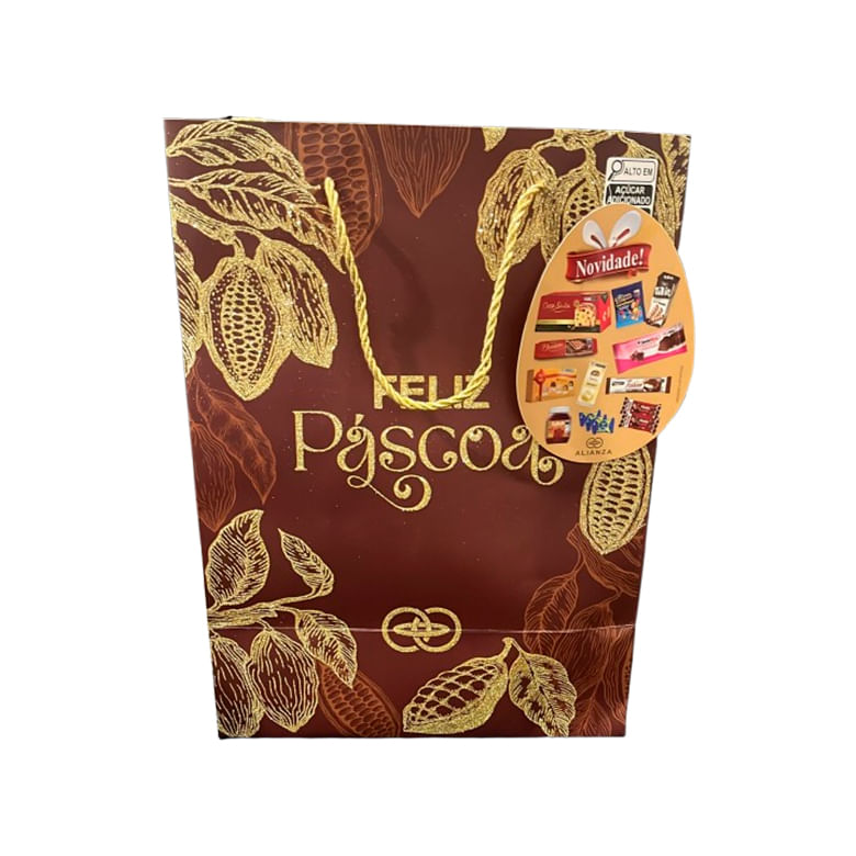 Cesta Chocolate Alianza Glitter Marrom com 14Itens un
