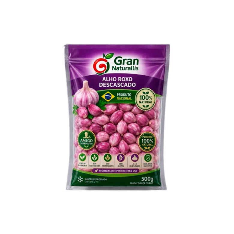 Alho Roxo Gran Naturallis Descascado 500g