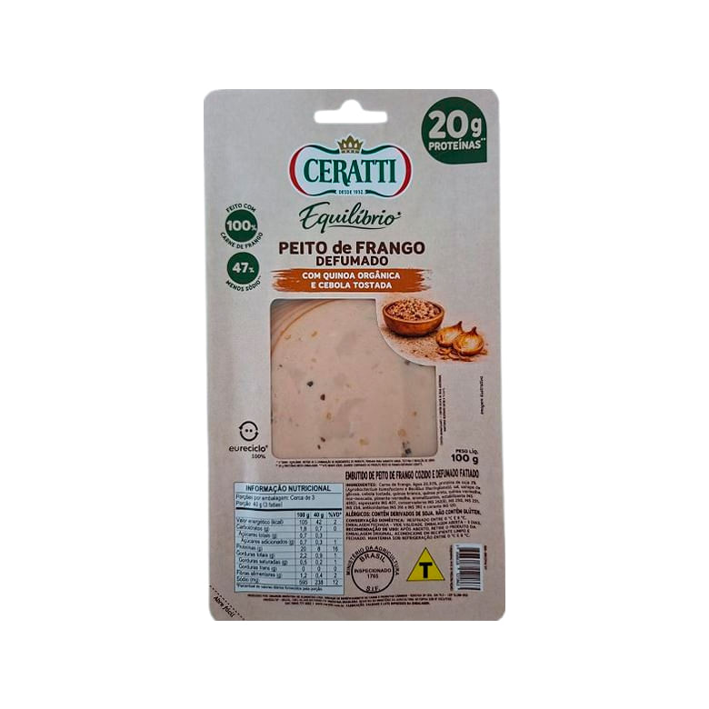 Peito de Frango Ceratti Defumado com Quinoa e Cebola Tostada 100g