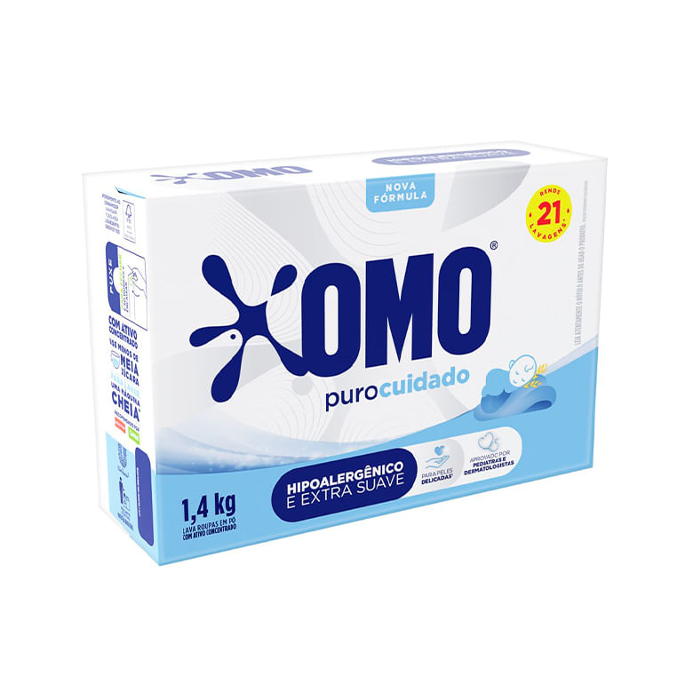 Lava Roupas Omo Puro Cuidado 1,4Kg