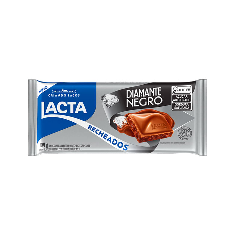 Chocolate Lacta Tablete Recheado Diamante Negro 104g